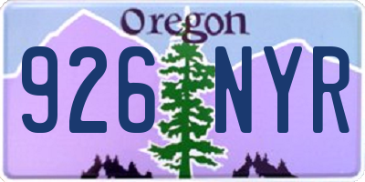 OR license plate 926NYR