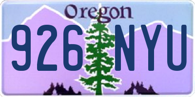 OR license plate 926NYU