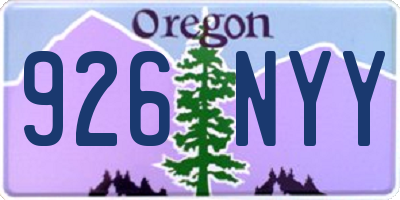 OR license plate 926NYY