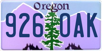 OR license plate 926OAK