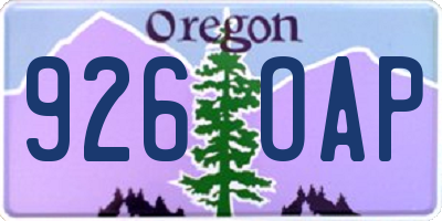 OR license plate 926OAP