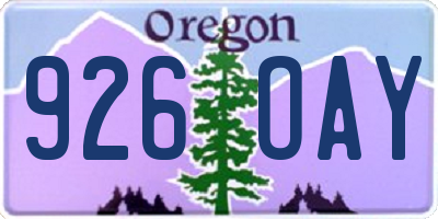 OR license plate 926OAY