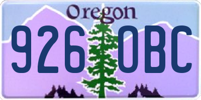OR license plate 926OBC