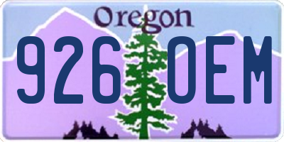 OR license plate 926OEM