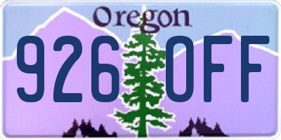OR license plate 926OFF