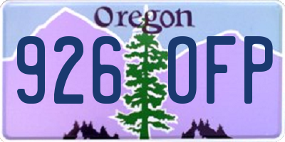 OR license plate 926OFP