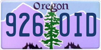 OR license plate 926OID