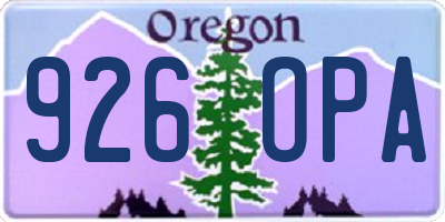 OR license plate 926OPA