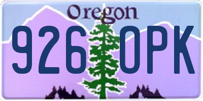 OR license plate 926OPK