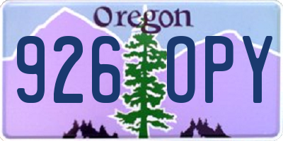 OR license plate 926OPY