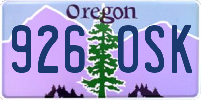 OR license plate 926OSK