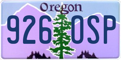 OR license plate 926OSP