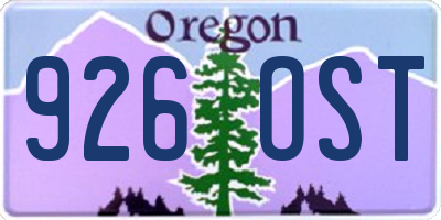 OR license plate 926OST