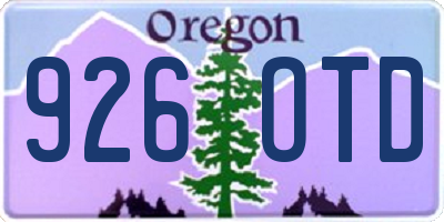 OR license plate 926OTD
