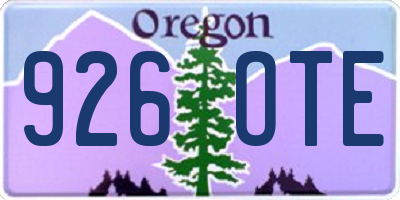OR license plate 926OTE