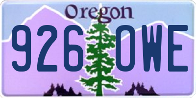 OR license plate 926OWE