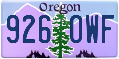 OR license plate 926OWF