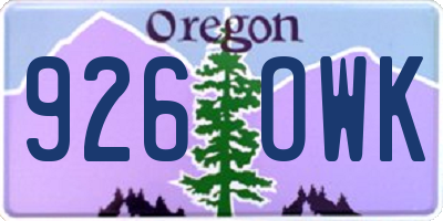 OR license plate 926OWK