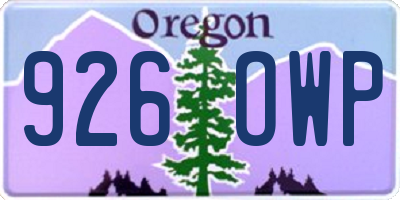 OR license plate 926OWP