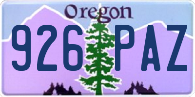 OR license plate 926PAZ