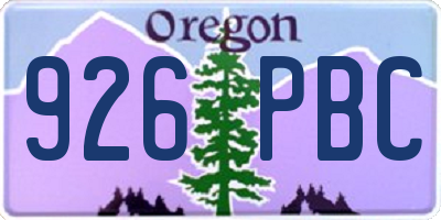 OR license plate 926PBC