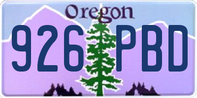 OR license plate 926PBD