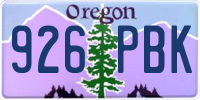 OR license plate 926PBK