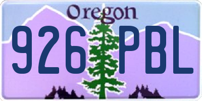 OR license plate 926PBL