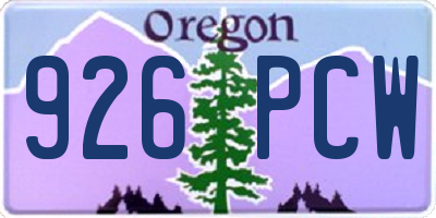 OR license plate 926PCW