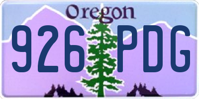 OR license plate 926PDG