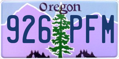 OR license plate 926PFM