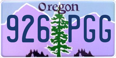 OR license plate 926PGG
