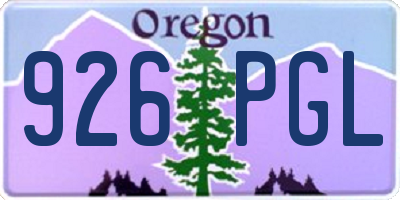 OR license plate 926PGL