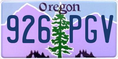 OR license plate 926PGV
