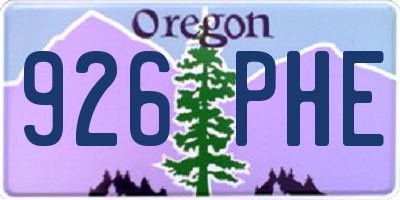 OR license plate 926PHE