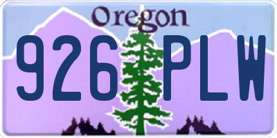 OR license plate 926PLW