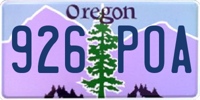 OR license plate 926POA