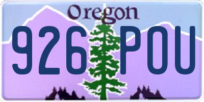 OR license plate 926POU