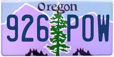 OR license plate 926POW