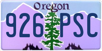 OR license plate 926PSC