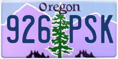 OR license plate 926PSK
