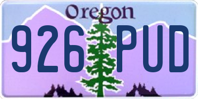 OR license plate 926PUD