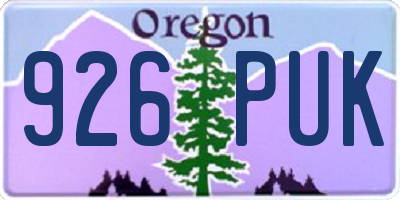 OR license plate 926PUK