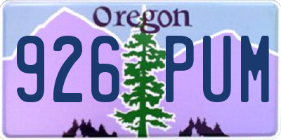 OR license plate 926PUM