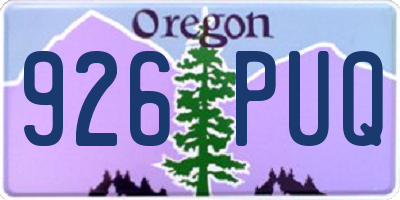 OR license plate 926PUQ