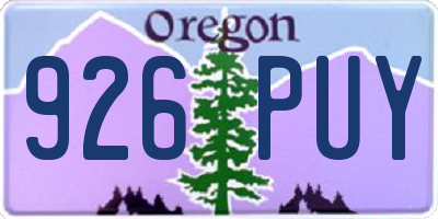 OR license plate 926PUY