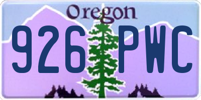 OR license plate 926PWC