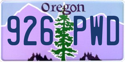 OR license plate 926PWD