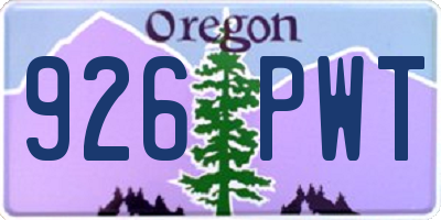 OR license plate 926PWT