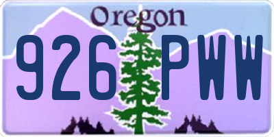 OR license plate 926PWW